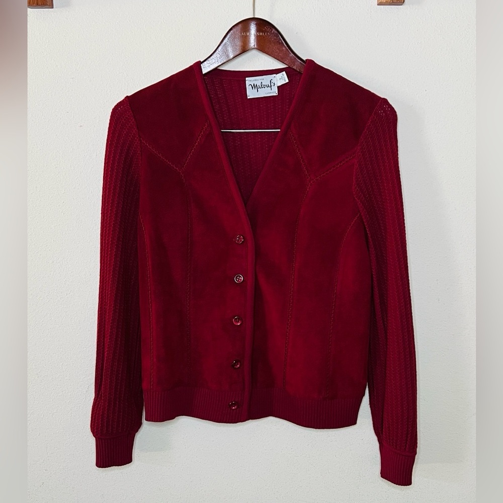 Vintage Tailored for Malouf's Sweater Cardigan Knit Fall Womens Retro Casual